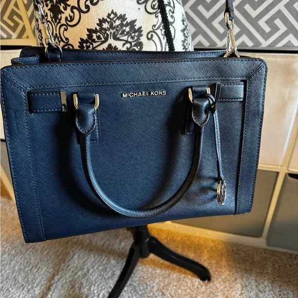 Michael Kors Dillon Satchel Navy Blue - Picture 8 of 13